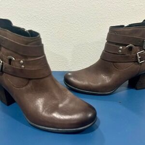 Josef Seibel Britney Strappy Ankle Boots Gray Cowhide Leather Sz 38 EU 8 US